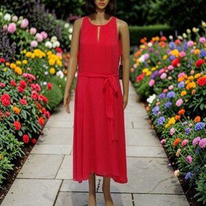 Chelsea Rose Dress Coral Sleeveless Chiffon Size 14 NWT